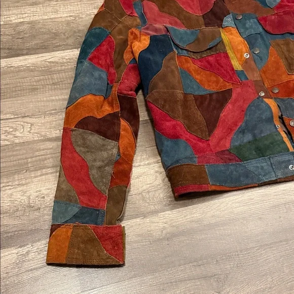 VINTAGE BadLeather Mens Sz 44 Multicolor Patchwork Leather Jacket